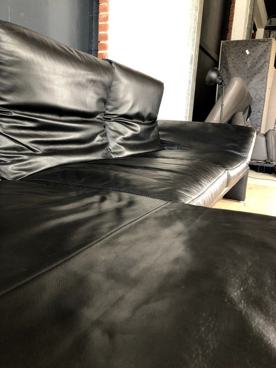 Image 1 of Koinor Leather Sofa Raoul Black With Adjustable Backrests