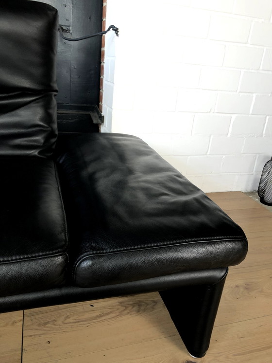 Image 1 of Koinor Leather Sofa Raoul Black With Adjustable Backrests