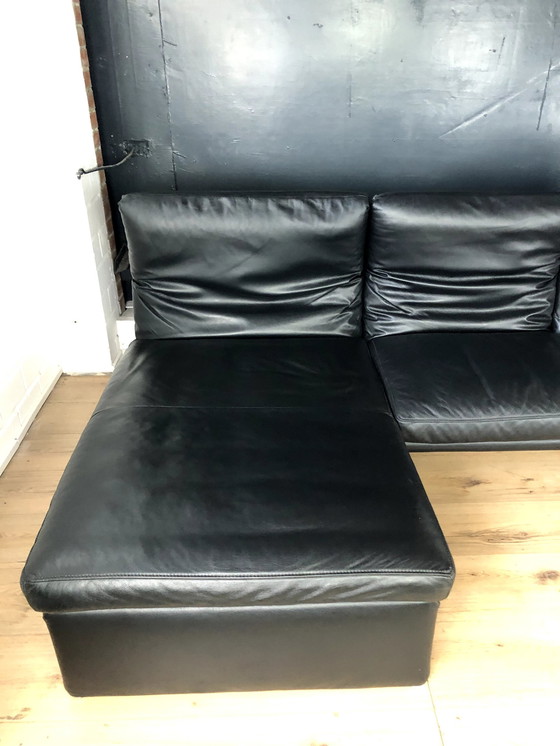 Image 1 of Koinor Leather Sofa Raoul Black With Adjustable Backrests