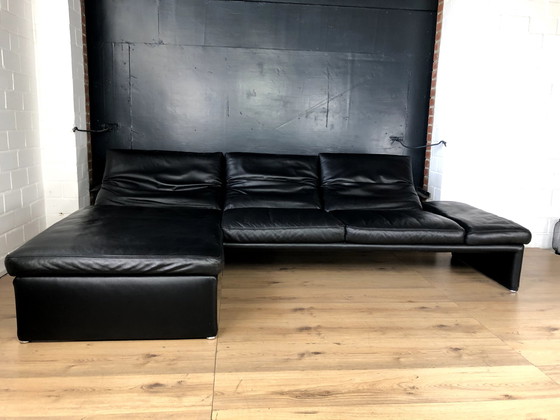 Image 1 of Koinor Leather Sofa Raoul Black With Adjustable Backrests