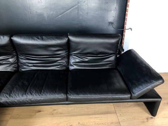 Image 1 of Koinor Leather Sofa Raoul Black With Adjustable Backrests