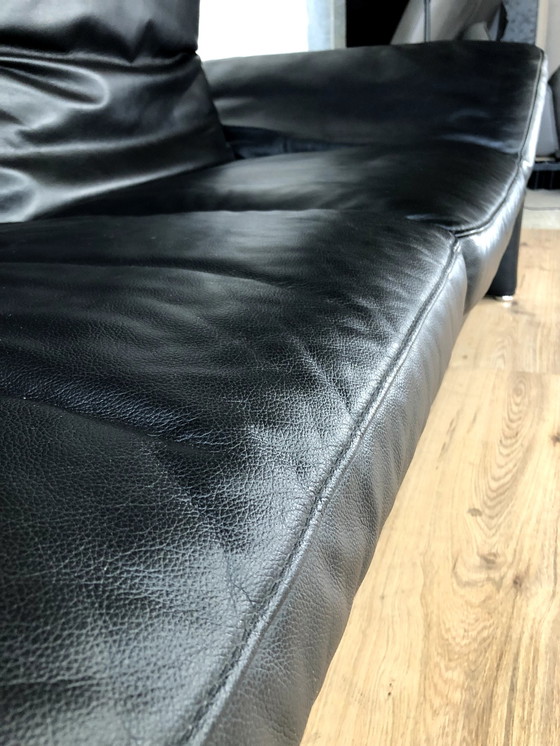 Image 1 of Koinor Leather Sofa Raoul Black With Adjustable Backrests