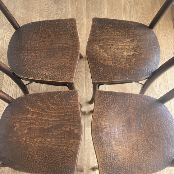 Image 1 of 4 X Thonet Chairs With Crocodile Print