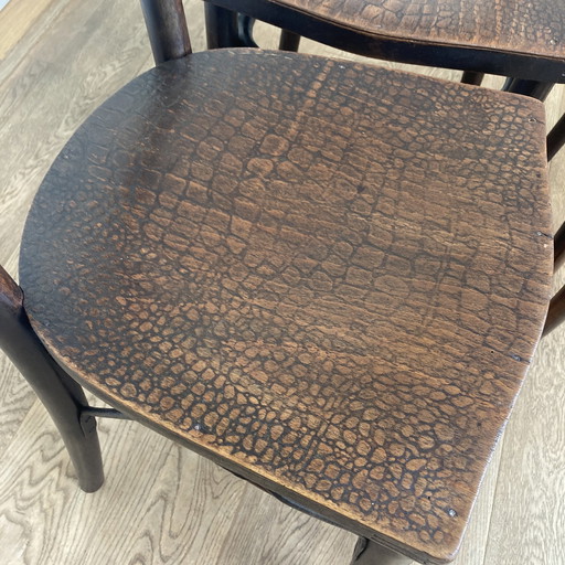 4 X Thonet Chairs With Crocodile Print