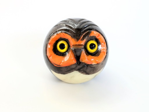 Vintage Alabaster Owl | Midcentury Figurine Paperweight | Italy 1970'S