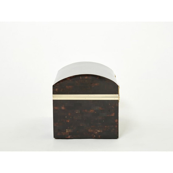 Image 1 of Portagioie italiano d'epoca in corno e ottone intarsiato, 1960