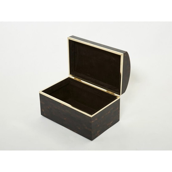 Image 1 of Portagioie italiano d'epoca in corno e ottone intarsiato, 1960