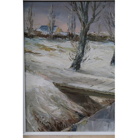Image 1 of Dipinto a olio moderno d'epoca di Alfred Pedersen, Danimarca 1970