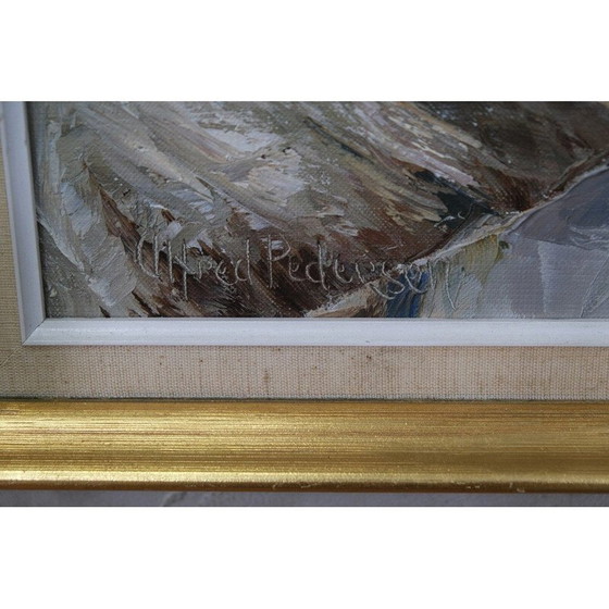 Image 1 of Dipinto a olio moderno d'epoca di Alfred Pedersen, Danimarca 1970