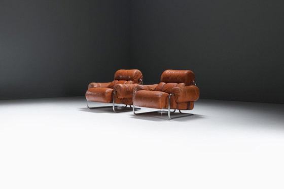 Image 1 of Tucroma Lounge Chairs (2) In Cognac Leather By Guido Faleschini For I4 Mariani