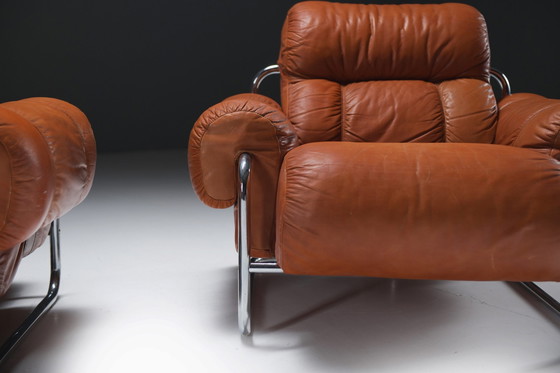 Image 1 of Tucroma Lounge Chairs (2) In Cognac Leather By Guido Faleschini For I4 Mariani