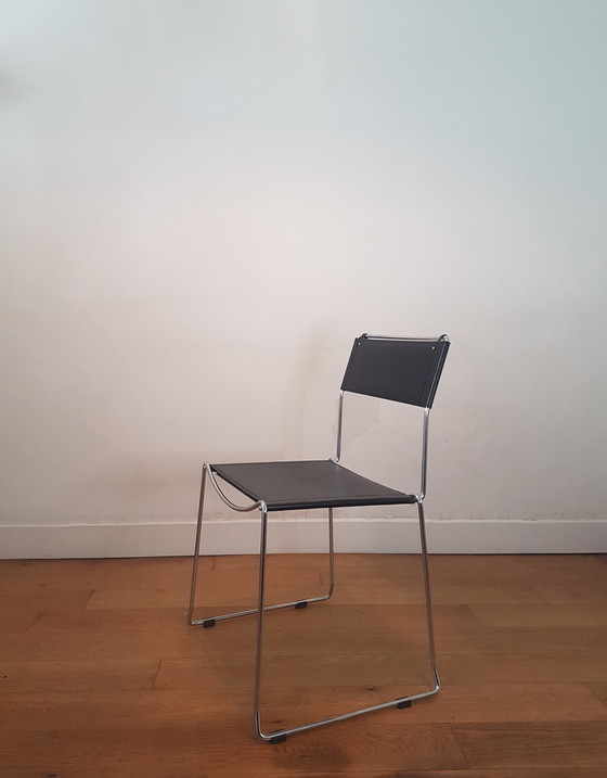 Image 1 of Sedie vintage di design italiano di Giandomenico Belotti in pelle e cromo