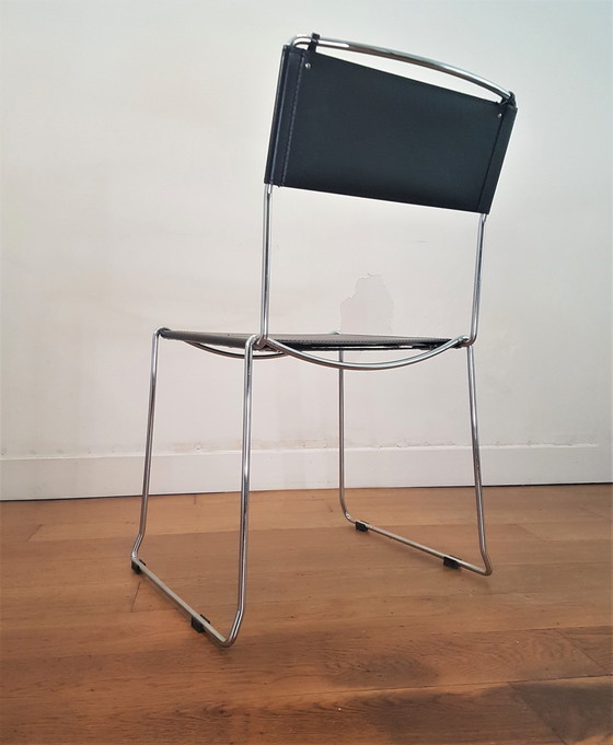 Image 1 of Sedie vintage di design italiano di Giandomenico Belotti in pelle e cromo