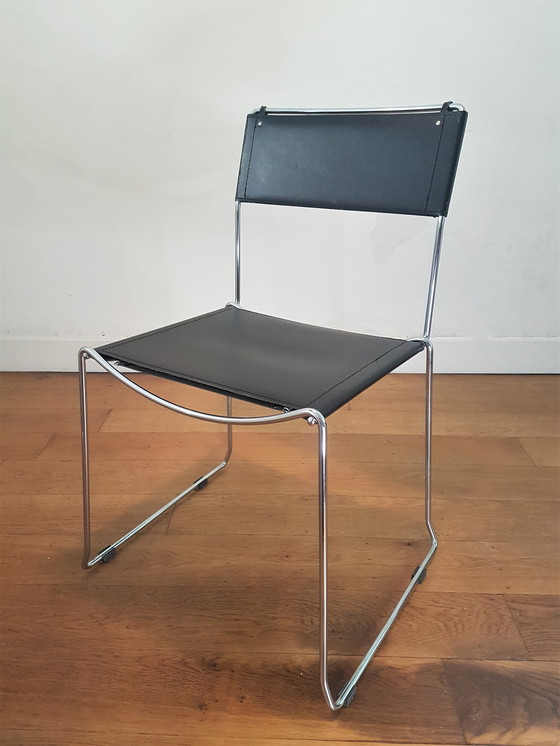 Image 1 of Sedie vintage di design italiano di Giandomenico Belotti in pelle e cromo