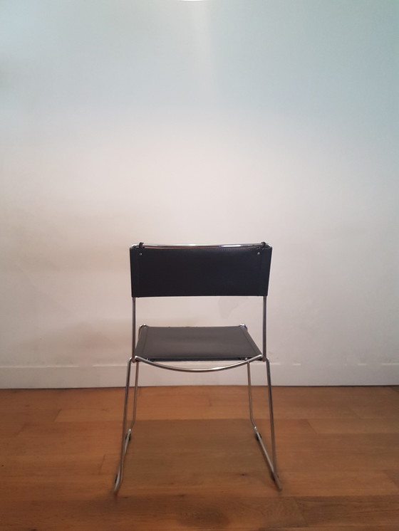 Image 1 of Sedie vintage di design italiano di Giandomenico Belotti in pelle e cromo