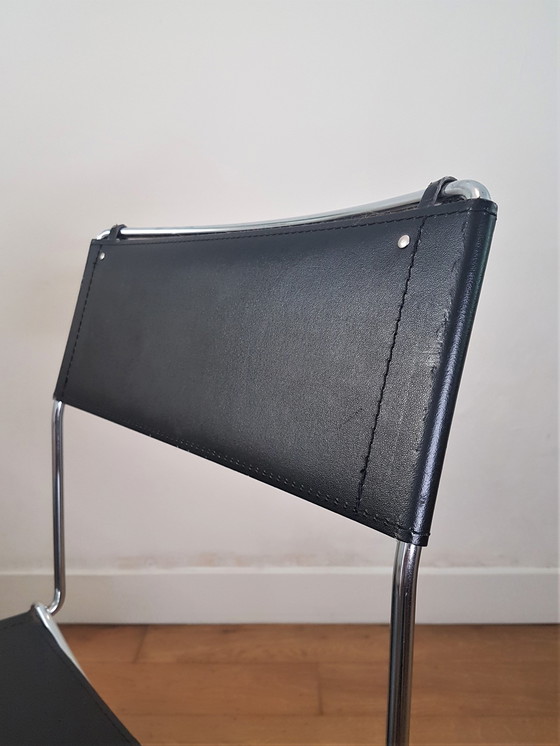 Image 1 of Sedie vintage di design italiano di Giandomenico Belotti in pelle e cromo