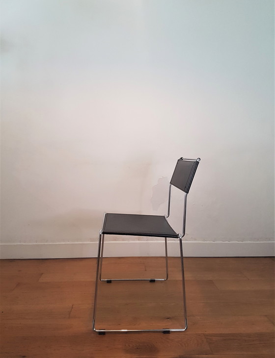 Image 1 of Sedie vintage di design italiano di Giandomenico Belotti in pelle e cromo