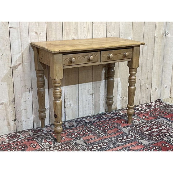 Image 1 of Vintage English fir desk table, 1950