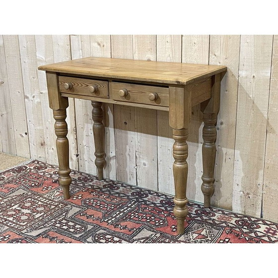 Image 1 of Vintage English fir desk table, 1950