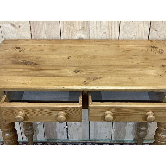 Image 1 of Vintage English fir desk table, 1950