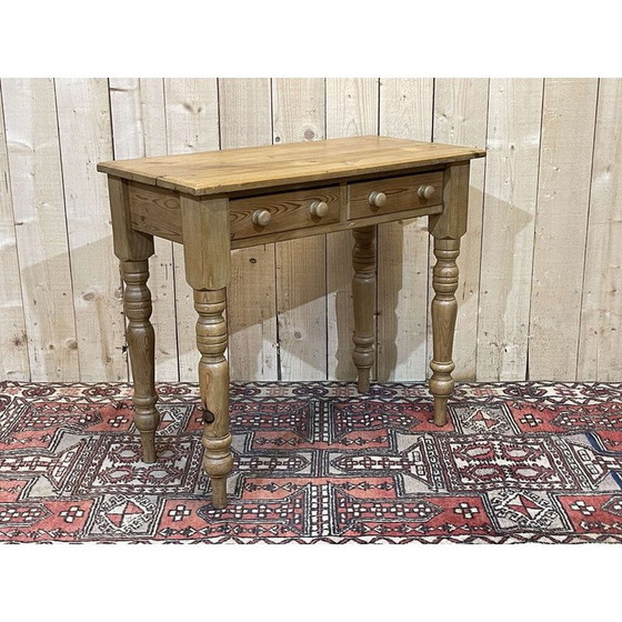 Image 1 of Vintage English fir desk table, 1950