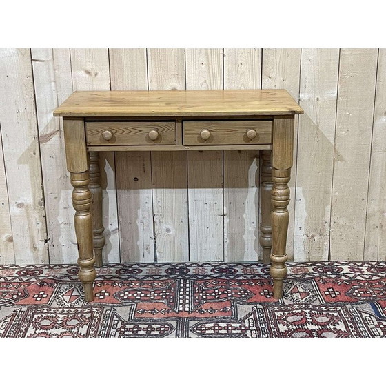 Image 1 of Vintage English fir desk table, 1950