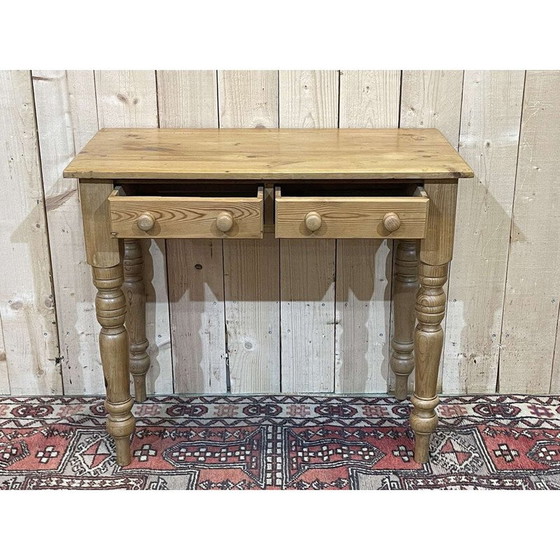 Image 1 of Vintage English fir desk table, 1950