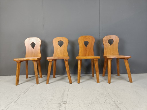 Vintage Brutalist Dining Chairs, Set Of 4 - 1960S