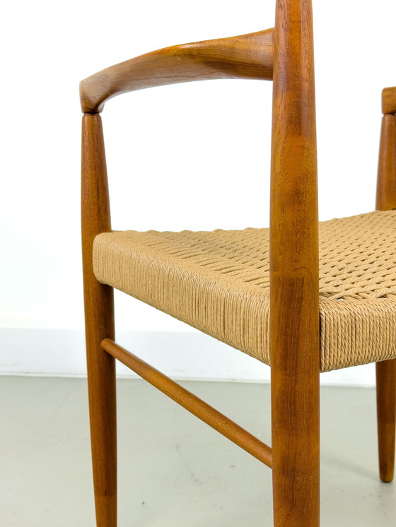 Image 1 of Teak & Papercord Armchair By H. W. Klein For Bramin, 1960S