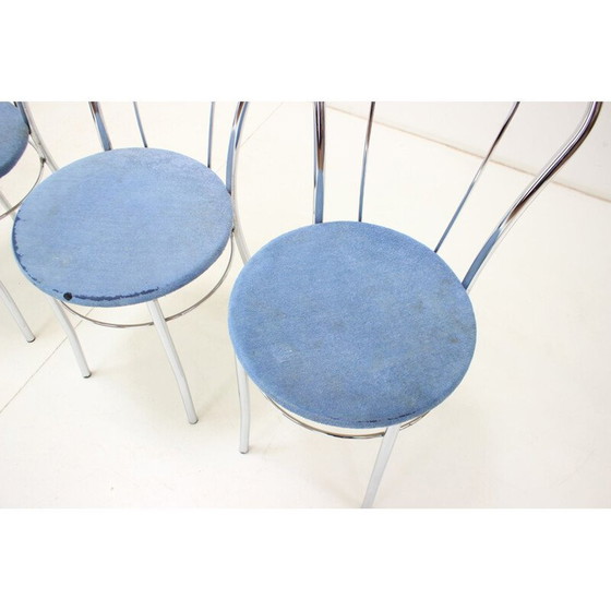 Image 1 of Set of 4 vintage chrome and fabric dining chairs, Italy 1980s
