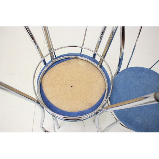 Image 1 of Set of 4 vintage chrome and fabric dining chairs, Italy 1980s