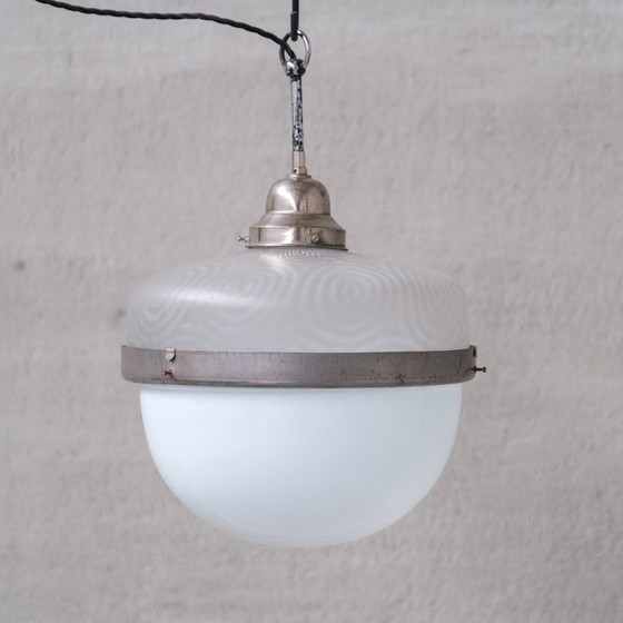 Image 1 of Vintage opal glass pendant light, France 1930