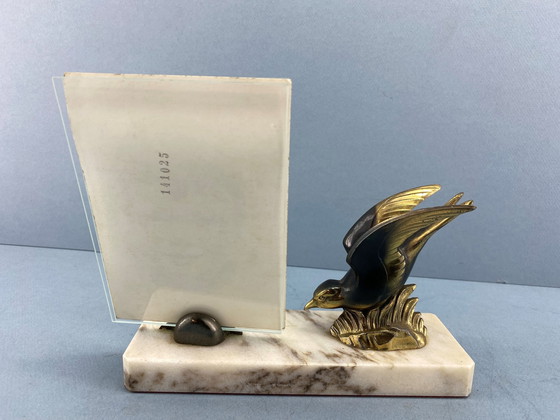 Image 1 of Art Deco Photo Holder With On Flying Bird