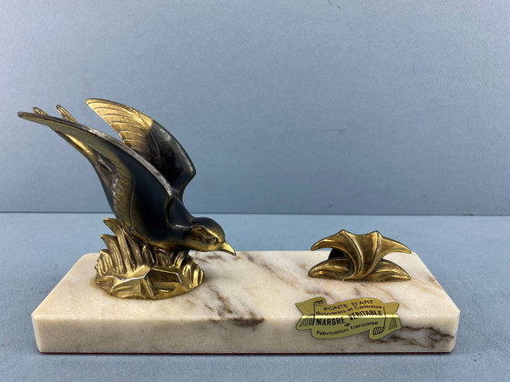Image 1 of Art Deco Photo Holder With On Flying Bird