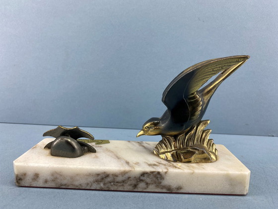 Image 1 of Art Deco Photo Holder With On Flying Bird
