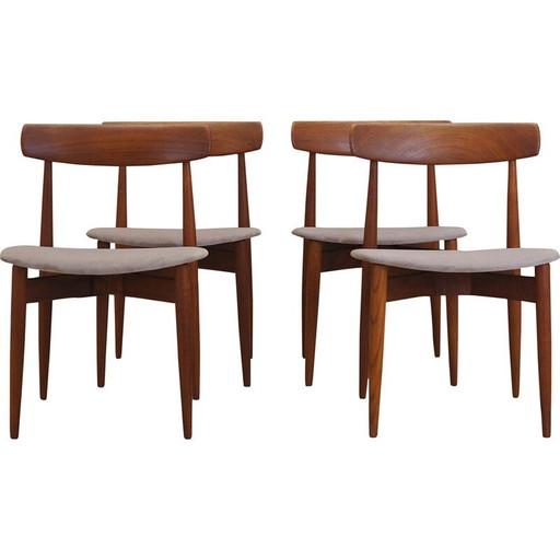 Set of four teak chairs, Danish design, 1960s, designer: H.W. Klein