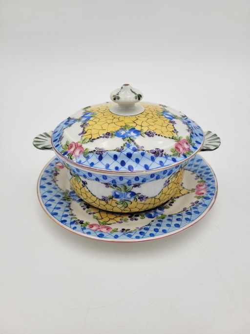 Porcelain Bouillon and Display Stand