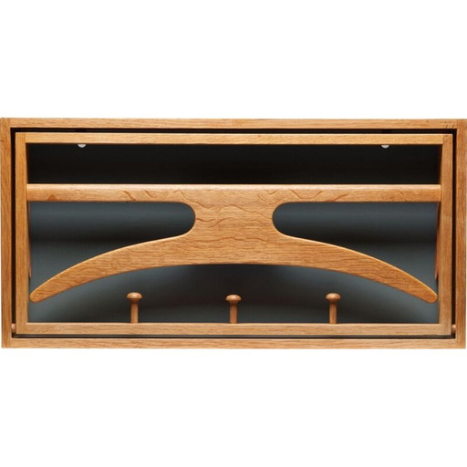 Vintage oak and lacquer wall-mounted valet by Adam Hoff and Paul Ostergaard, Denmark 1960