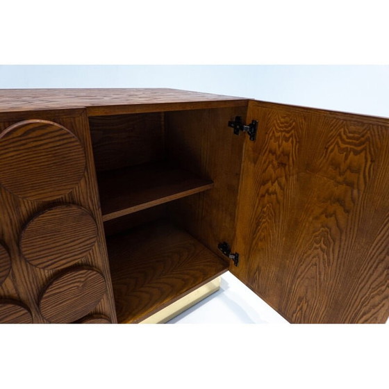 Image 1 of Credenza vintage a 3 ante in legno e ottone, Italia