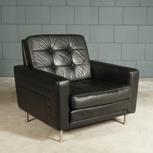 Vintage Leather Armchair - Black - 1970s