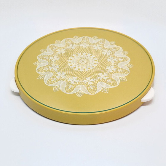 Image 1 of Piatto da torta in plastica gialla modernista vintage, Germania 1960