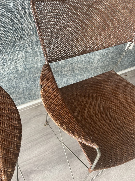 Image 1 of 3x Vintage Yuzuru Yamakava Rap chairs walnut rattan