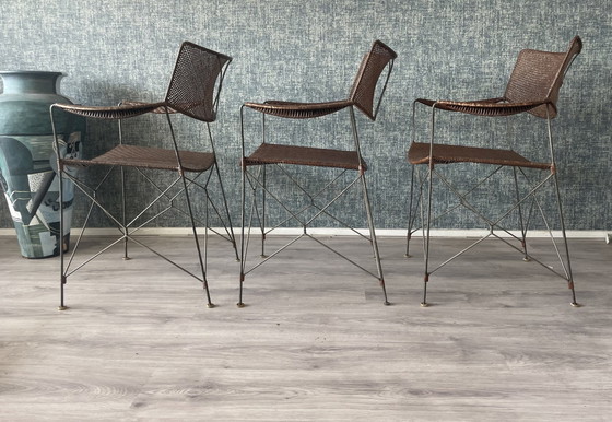 Image 1 of 3x Vintage Yuzuru Yamakava Rap chairs walnut rattan