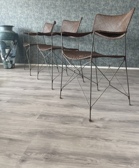 Image 1 of 3x Vintage Yuzuru Yamakava Rap chairs walnut rattan