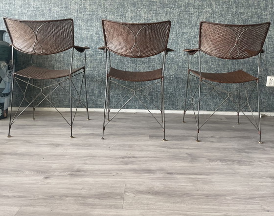 Image 1 of 3x Vintage Yuzuru Yamakava Rap chairs walnut rattan