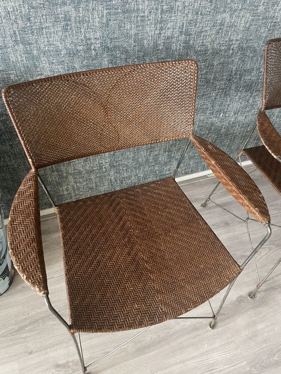 Image 1 of 3x Vintage Yuzuru Yamakava Rap chairs walnut rattan