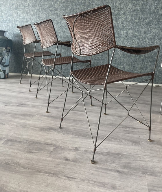 Image 1 of 3x Vintage Yuzuru Yamakava Rap chairs walnut rattan