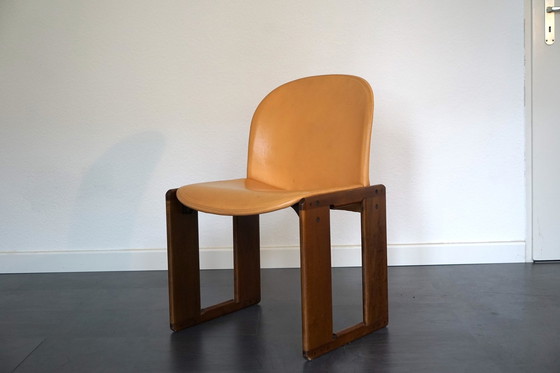 Image 1 of  Side chair in cognac-colored leather by Tobia Scarpa for B&B Italia, 1970s