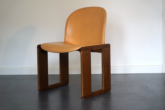 Image 1 of  Side chair in cognac-colored leather by Tobia Scarpa for B&B Italia, 1970s