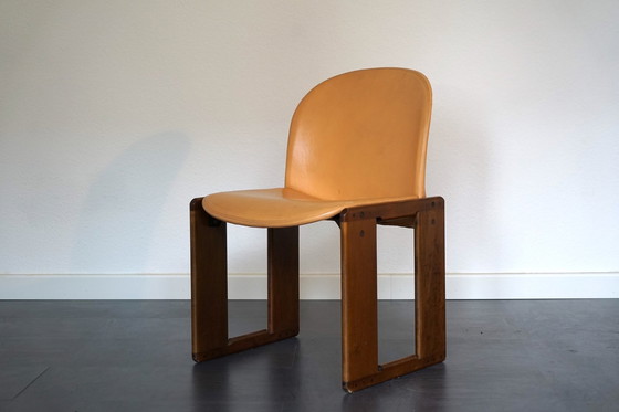 Image 1 of  Side chair in cognac-colored leather by Tobia Scarpa for B&B Italia, 1970s